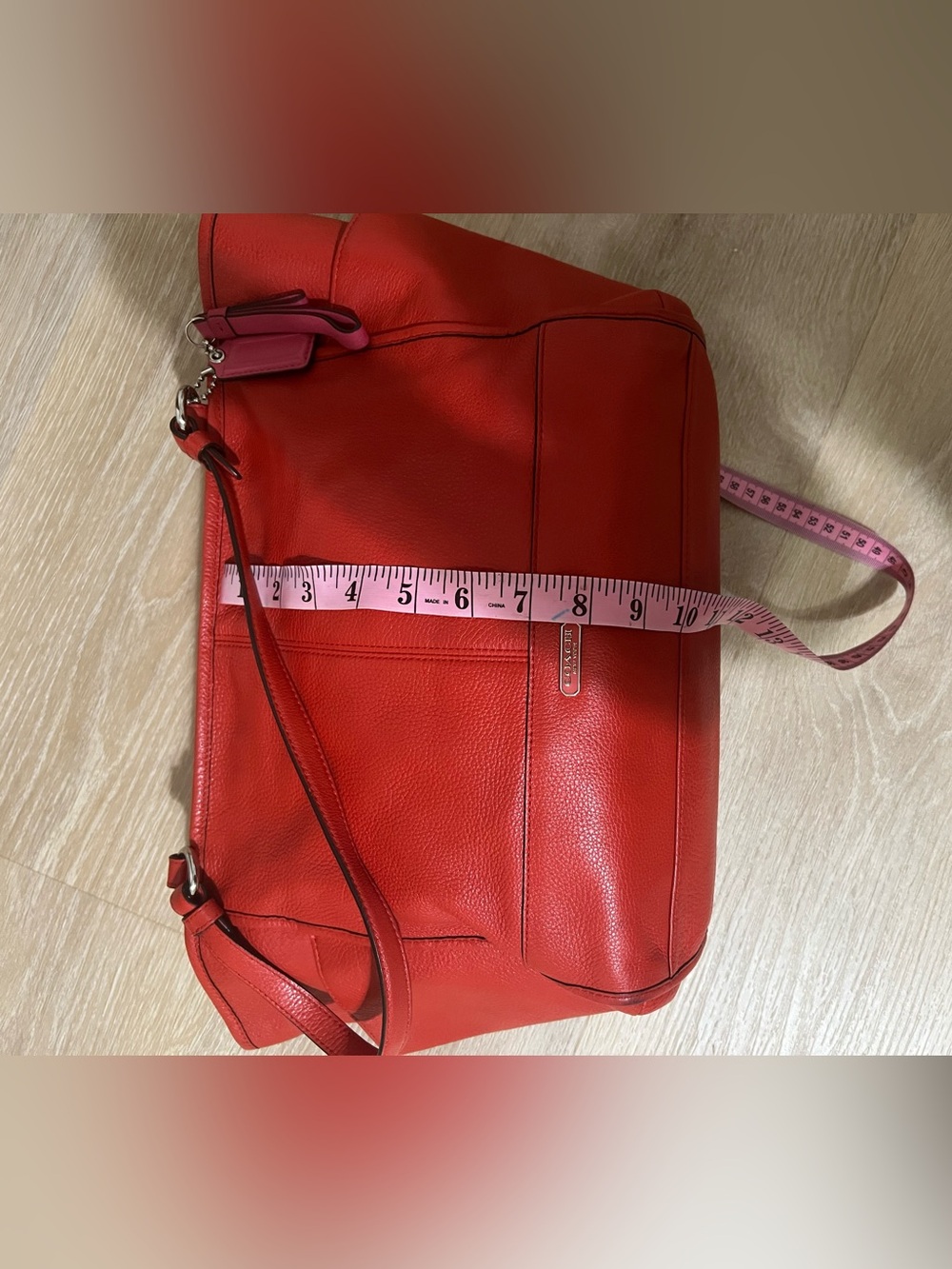 Coach Vibrant Red Pebbled Leather Shoulder Bag - Picture 5 of 8